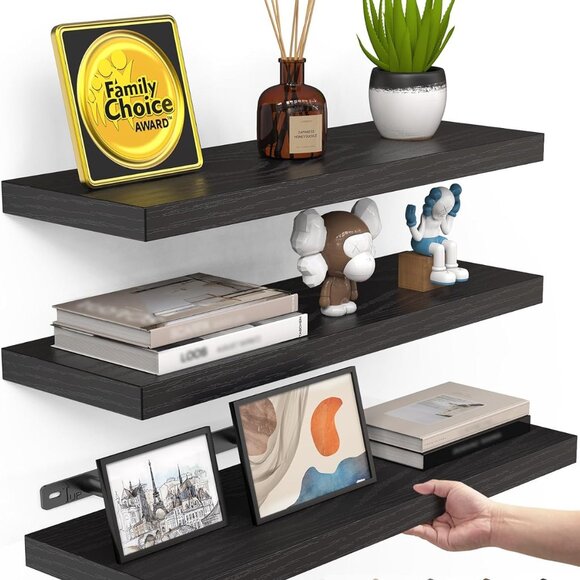 Floating Shelves for Wall, Wall Mounted Rustic Wood Shelves for Bathroom, Bedroo - Picture 1 of 9
